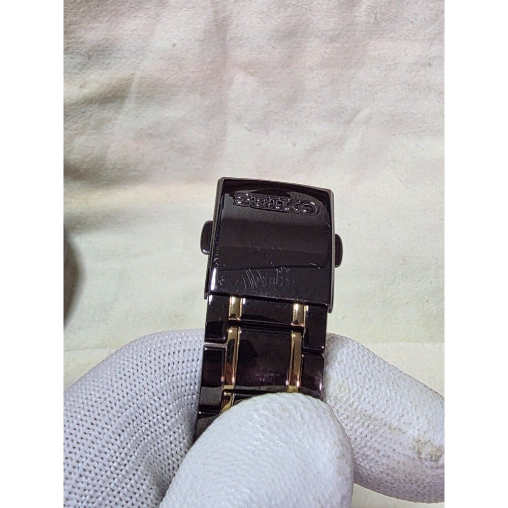 Seiko 100M Chronograph Alarm Watch Black & Gold - 7T62 - NEW BATTERY - FREE SHIP - Picture 5 of 5